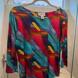 Peck & Peck Red and Blue Blouse Top